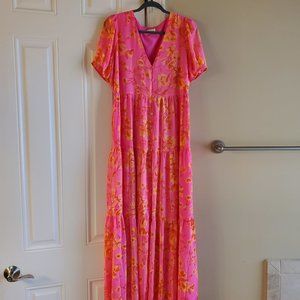 SUGARLIPS Floral Monaco Tiered Maxi Dress– Hot Rod Print